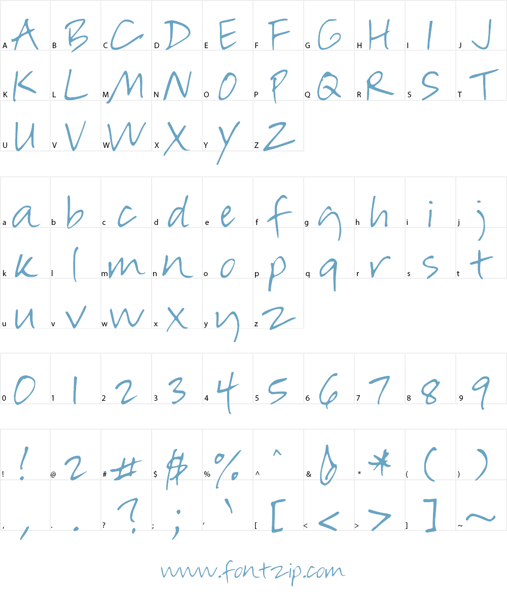 DJB In Such a Rush Font Character